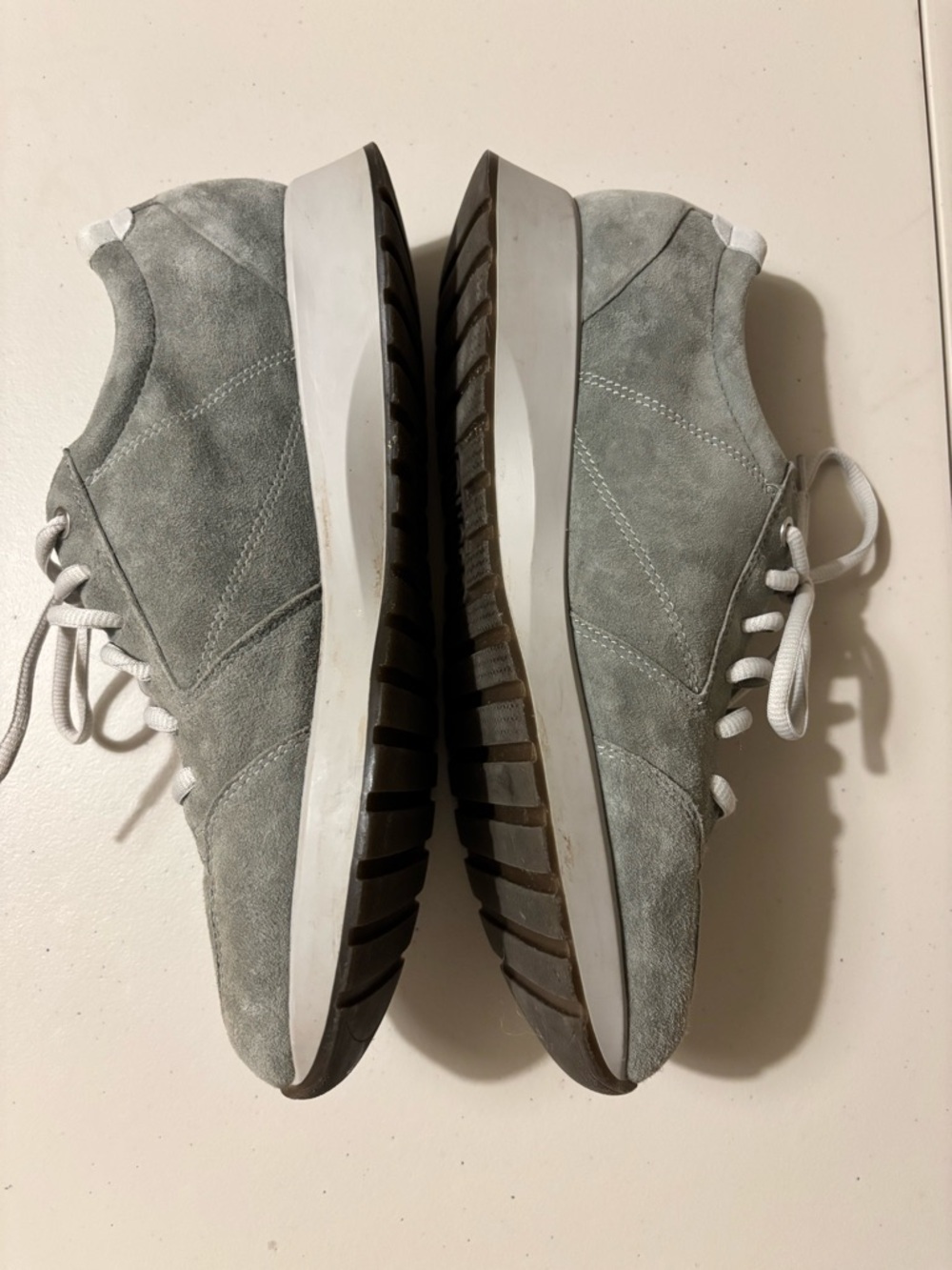 Athleisure Suede Lace-Up Sneakers Gray Size 11 Medium Width Side Zipper Office - Picture 4 of 10